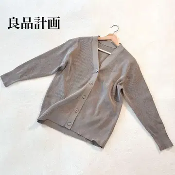 무인양품 V넥 가디건 M 카키 그레이 긴팔 캐주얼