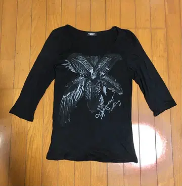 TORNADO MART 프린트 티셔츠 7부 소매 블랙