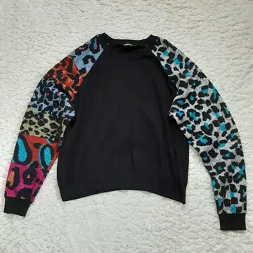 Desigual 데시구알 레오파드 니트 블랙 스웨터 XL