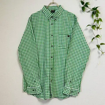 새상품급 Lowe Alpine 그린과 화이트 체크 셔츠 [ XL ]