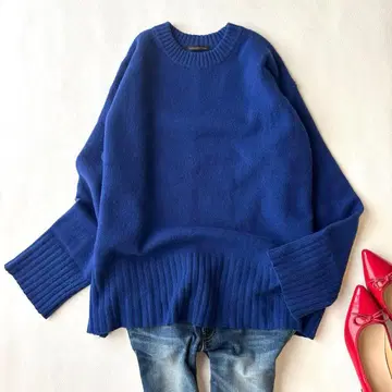 새상품급 밴야드 스톰 니트 스웨터 블루 울 루즈핏