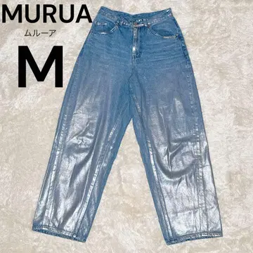 [ 새상품급 ] MURUA 무루아 메탈릭 코쿤 데님 M 메탈릭 가공