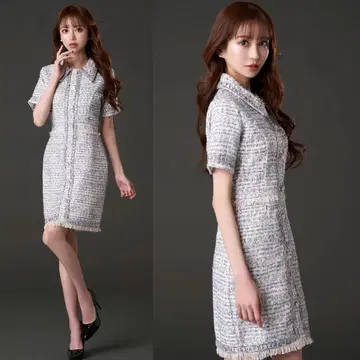 EmiriaWiz 에밀리아 위즈 프린지 트위드 미니 원피스 블루