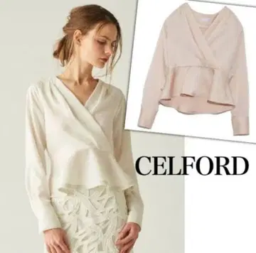 [ 새상품급 ] Celford 카슈쿨 블라우스 36 핑크 페플럼 블라우스