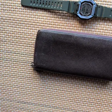 브라운 캔버스 장지갑