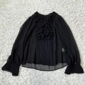 새상품급 프랑슈리페 시스루 프릴 블라우스 셔츠