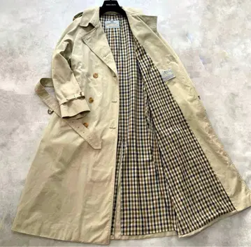 아쿠아 스큐텀 트렌치코트 체크 벨트 올 패턴 베이지 아쿠아5