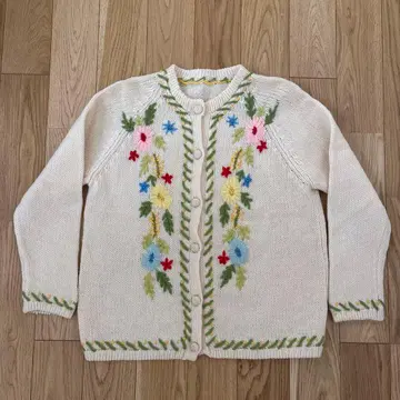 70s 꽃 자수 가디건 빈티지