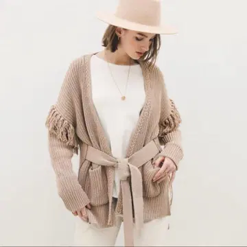 알리시아스탄 프린지 니트 가디건 베이지