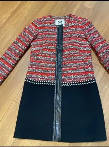 Milly 노카라 자켓 사이즈 2 빨간색 블랙