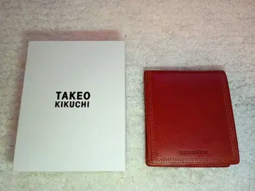 미사용 새상품 다케오 키쿠치 접이식 지갑 소가죽 적갈색 박스 있음