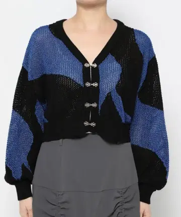 HARE 라메 메쉬 메탈 니트 가디건 가디건