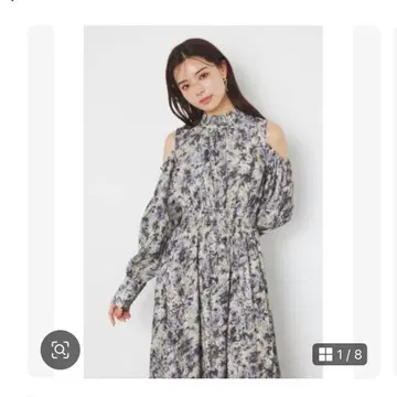 꽃무늬 오프숄더 긴팔 롱 원피스