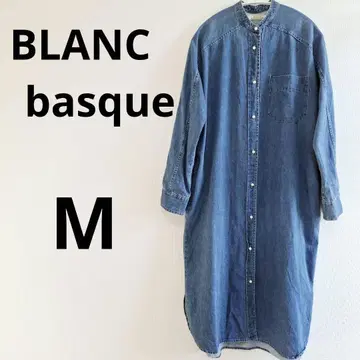 블랑바스크 데님 펄 버튼 셔츠 원피스 밴드 카라 M