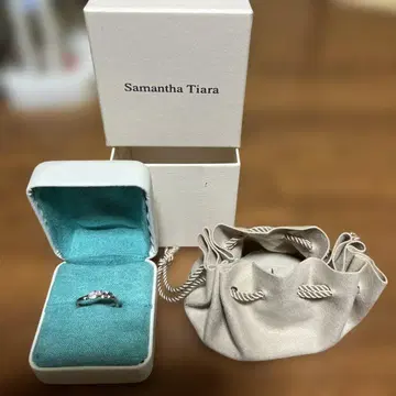 미사용 Samantha Tiara 핑크 스톤 반지 각인 있음