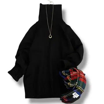 새상품급 23구 울 캐시미어 벌키 터틀넥 니트 세탁 가능 38 블랙