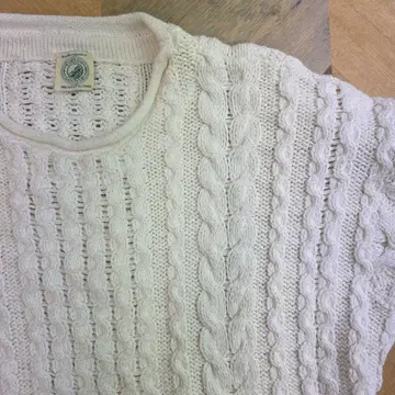 코튼 컨트리 빈티지 아이보리 케이블 짜임 긴팔 니트 y40