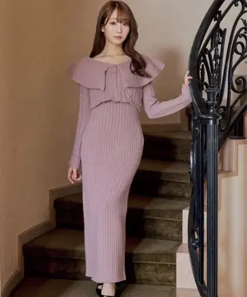 로제 뮤즈 케이블 스티치 니트 원피스 오타니 에미리