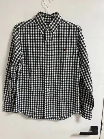 짐플렉스 체크 무늬 긴팔 셔츠 빨간색 자수