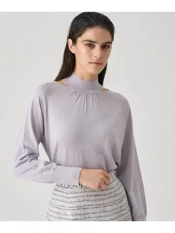 ANAYI 울 실크 숄더 슬릿 긴팔 풀오버 아나이