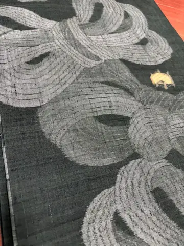 츠무기 기모노 실 감기 패턴 토비가라 멋진 디자인 순수 실크