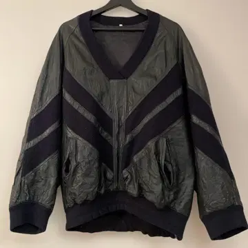 가죽 니트 도킹 풀오버 자켓