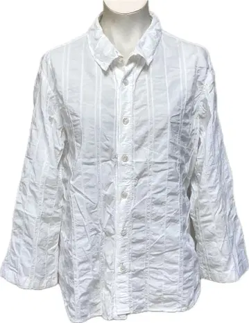 새상품급 플랜테이션 스트레치 코튼 핀턱 주름 가공 블라우스 화이트