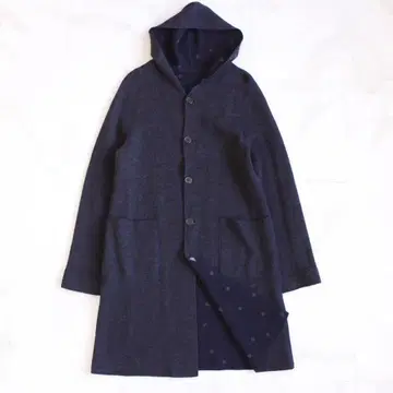 nume 리버서블 니트 코트 M 사이즈 네이비 후디 도트 무늬