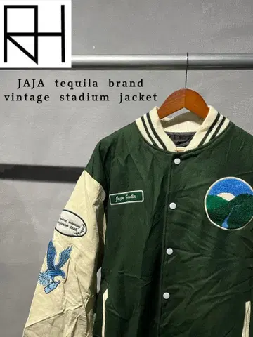 [ 구제 의류 ] JAJA 테킬라 브랜드 스타디움 자켓 천연 가죽 소매