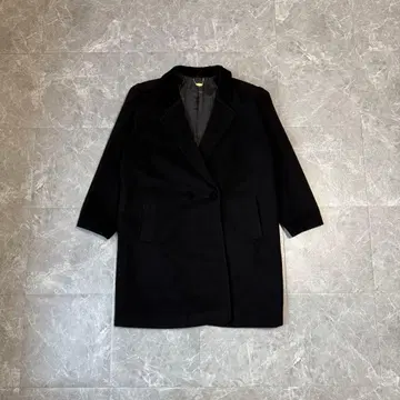 블랙 테일러드 코트 더블 버튼 미들 기장 울 코트