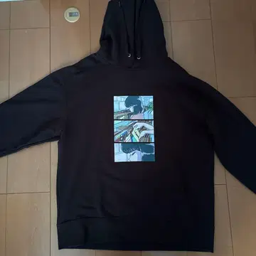 아트 프린트 블랙 후드티