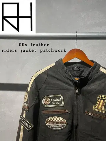 [ 구제 의류 ] 00s 가죽 라이더 자켓 패치워크