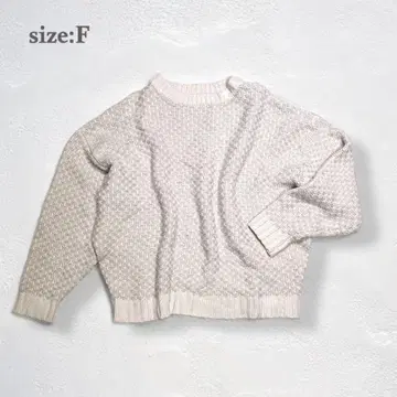 니트 스웨터 둥근넥 긴팔 빅 루즈 내추럴 루즈한 사이즈 F