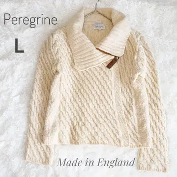 Peregrine 100% 울 두꺼운 원단 니트 가디건 L 내추럴 계열