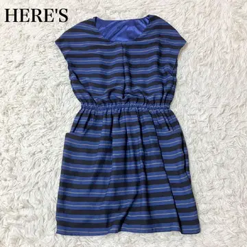 HERE'S 슬리브리스 원피스 보더 허리밴딩 드레스 이토킨