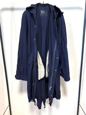 Y's 와이즈 포켓 보아 린넨 모즈 코트