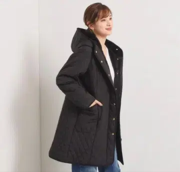 ITS'DEMO 발수 가공 퀼트 후드 코트 블랙