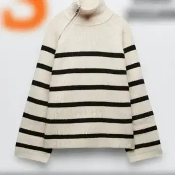 ZARA 하이넥 지퍼 보더 니트