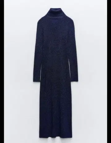 자라 네이비 터틀넥 니트 원피스 택 포함 새상품 라메
