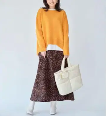 미착용 23구 울 캐시미어 블렌드 벌키 에디터스 니트 오렌지