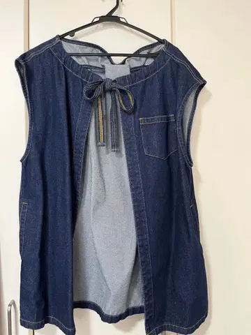 soduk 데님 베스트 리본 포함