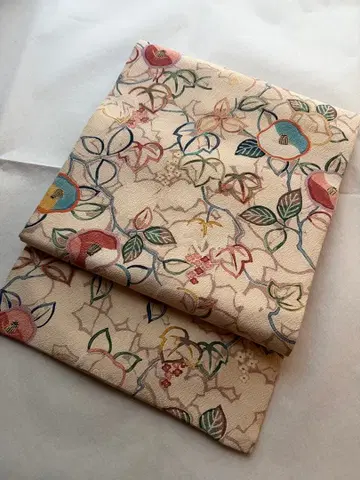 나고야 오비 크레이프 원단 동백꽃