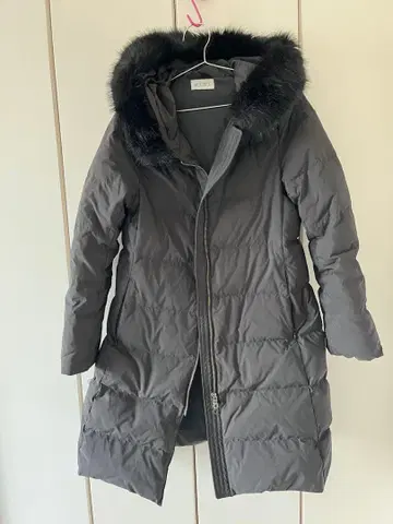 플라스테 블랙 퍼 다운 롱 코트 M 사이즈