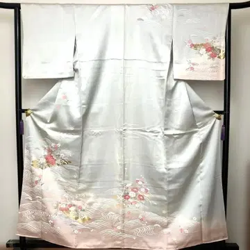 호몬기 옅은 그레이 꽃무늬 자수 특C 새상품급