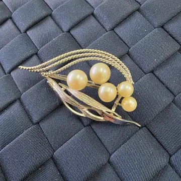 실버 925 펄 장식 브로치