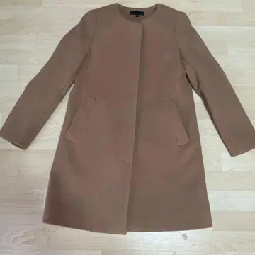 유니클로 UNIQLO 카멜 롱 코트 노카라 코트 베이지