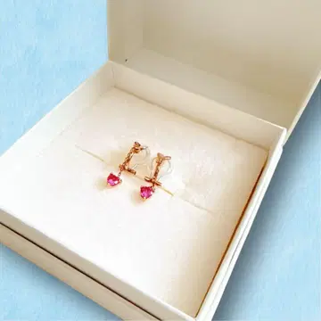 사만사 실바 하트 스톤 귀찌 핑크 골드