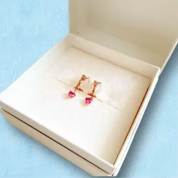 사만사 실바 하트 스톤 귀찌 핑크 골드