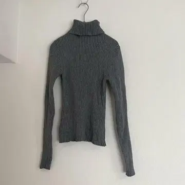 [그레일] 긴팔 터틀넥 리브 니트 S 그레이 Y2K 슬림 무지