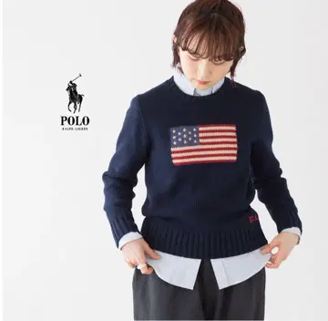 컨디션 최상 랄프 로렌 보이즈 성조기 미국 국기 코튼 니트